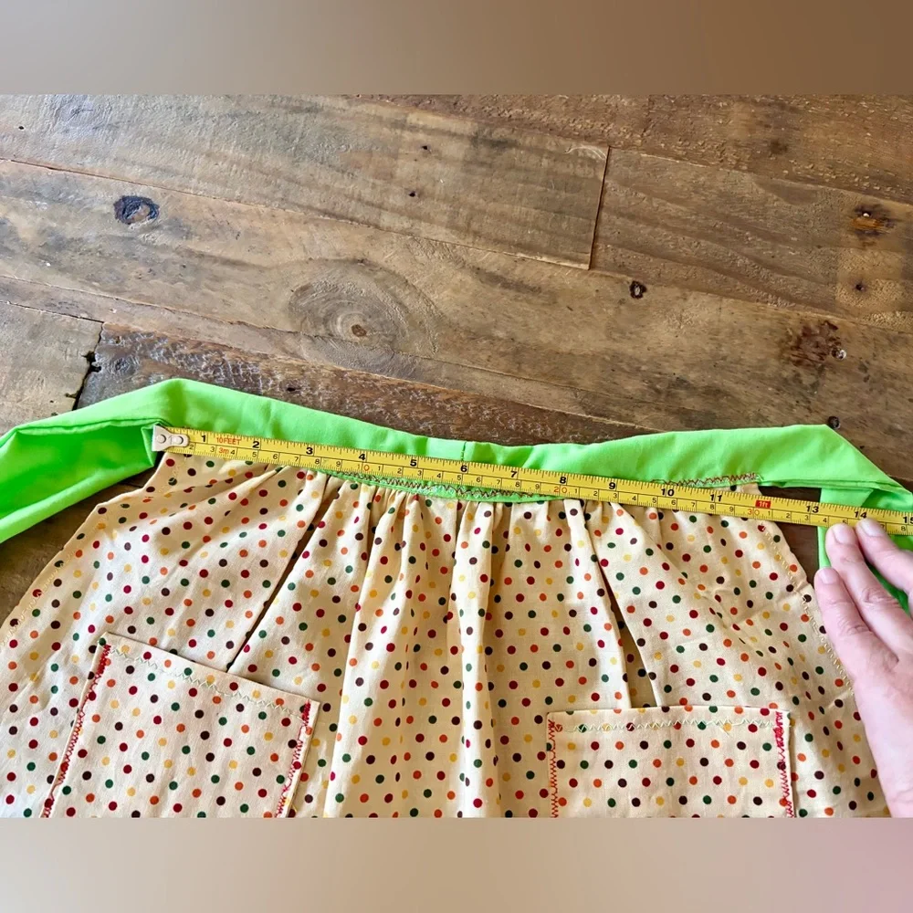 Kids Polka Dot Apron Skirt with Neon Green Waistband